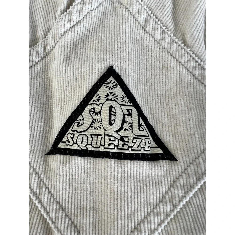 Vtg 90's SQZ Squeeze Beige Cotton Corduroy Bib Overalls Women's‎ Size Small